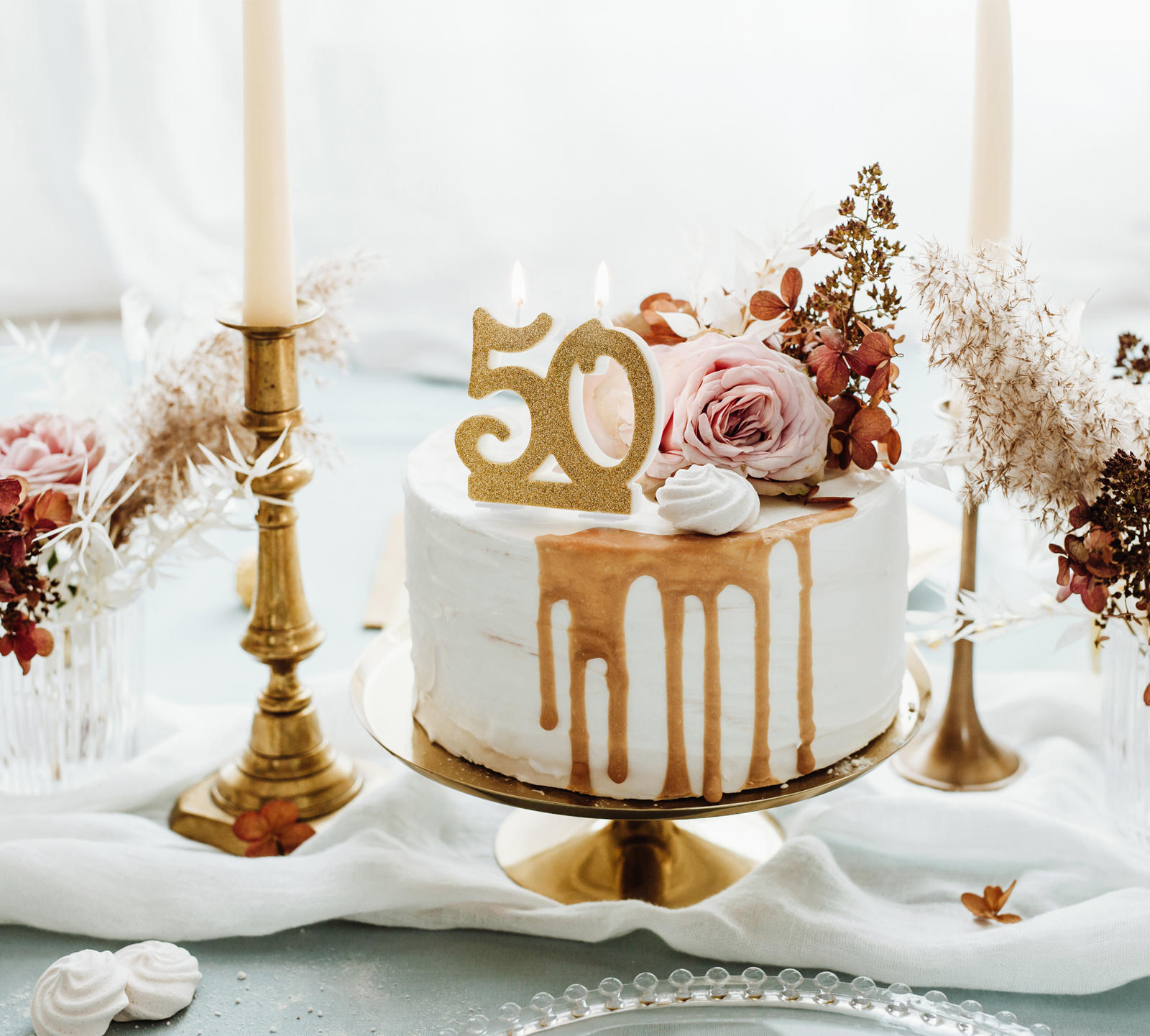 Candelina Compleanno Numero 50 Oro, Articoli per Eventi, Feste e Cerimonie