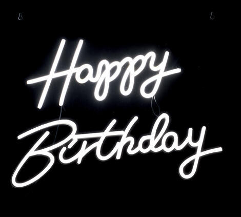 Pannello con Scritta "Happy Birthday" Neon Led  