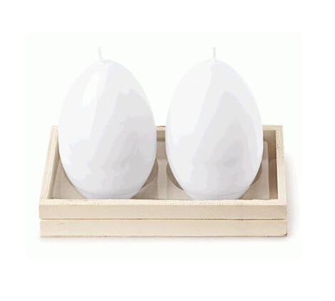 Set 2 Candele a forma di Uovo Bianco  