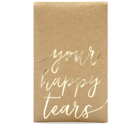 Fazzoletti in Confezione Kraft e Scritta Oro "Your Happy Tears"  