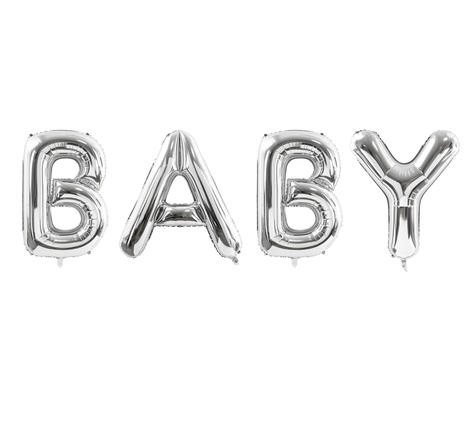 Set Palloncini Scritta "Baby" in Argento  