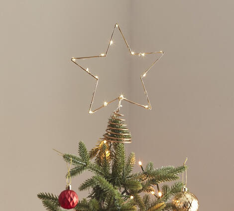 Puntale Albero di Natale Stella Oro con Luci 