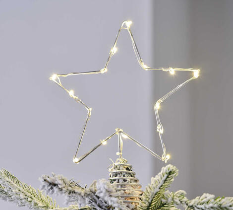 Puntale Albero di Natale Stella Argento con Luci  